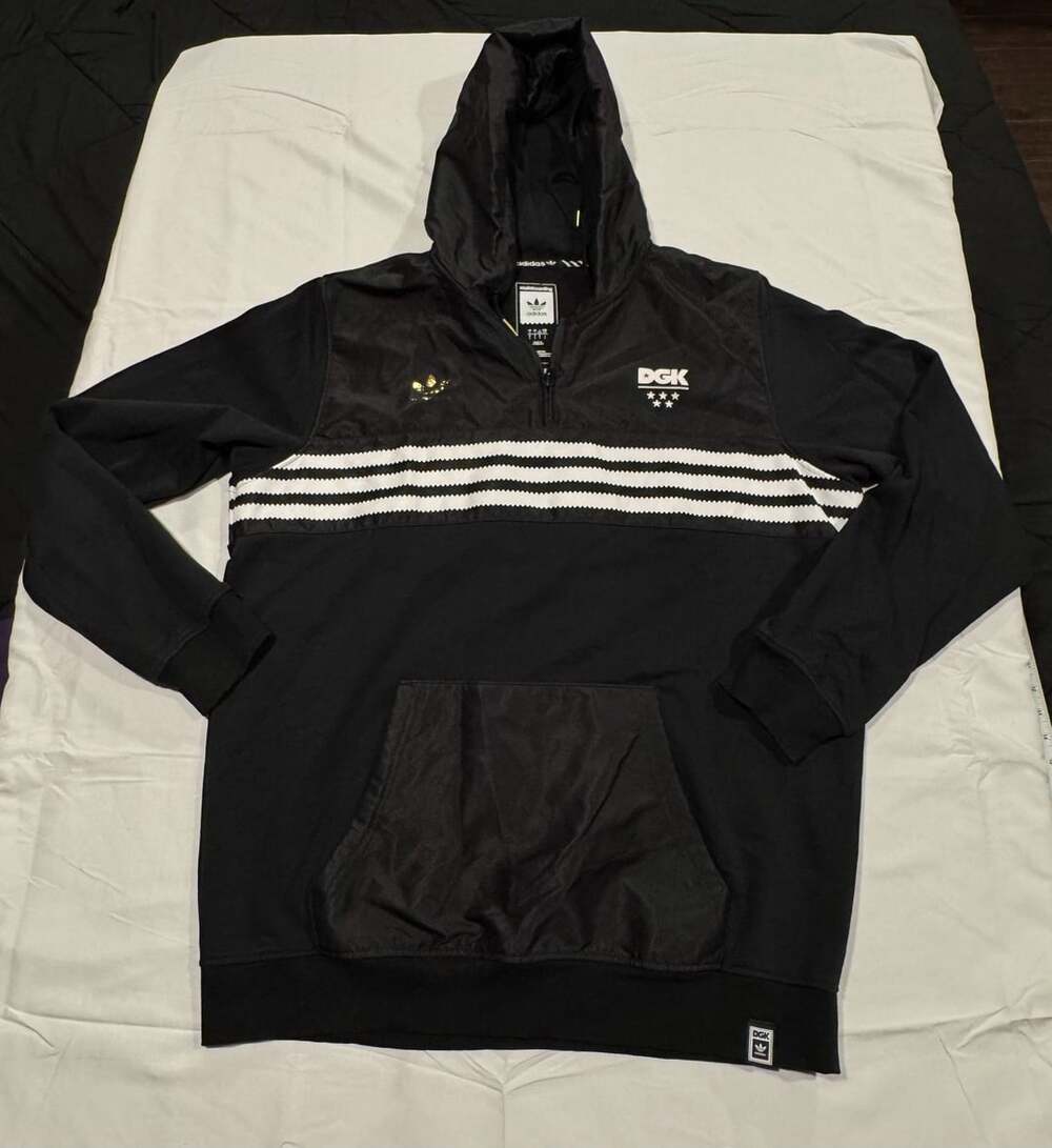 Adidas Skateboarding x DGK Climalite Half Zip Pullover Hoodie Black Y2K